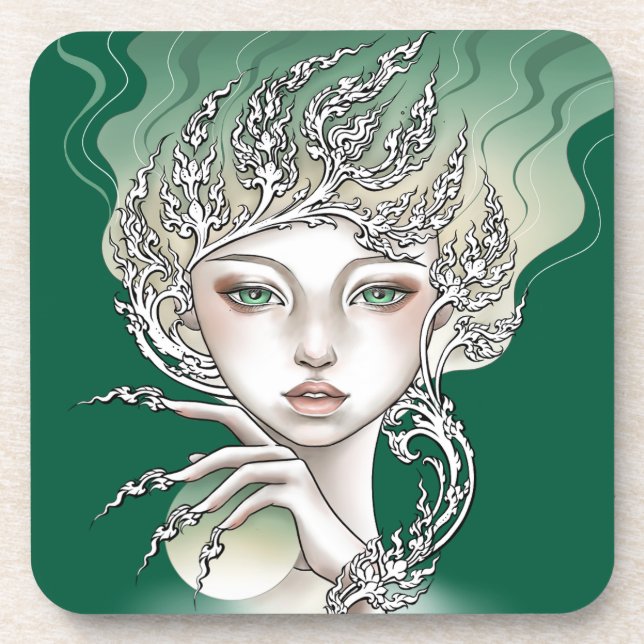 Under hard plastic glasses Goddess of trees Coaster (Front)
