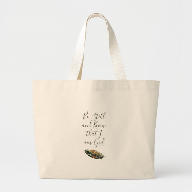 Under His Wings, Psalm 46 Large Tote Bag (Front)
