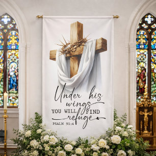 Under His Wings Scripture Art – Psalm 91:4  Banner