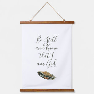 Under His Wings Watercolor Feather Poster Psalm 46 Hanging Tapestry