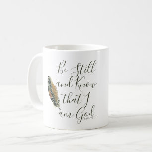 Under His Wings Watercolor Feather Psalm 46 Coffee Mug