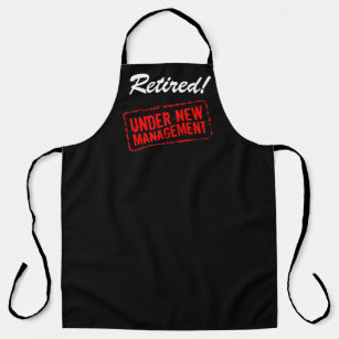Under new management funny retirement gift kitchen apron