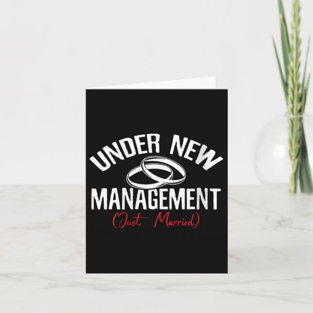 Under New Management Just Married Groom Bride Wedd Card (Front)