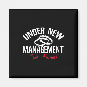 Under New Management Just Married Groom Bride Wedd Magnet
