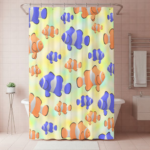 Under Sea Colourful Clownfish   Shower Curtain
