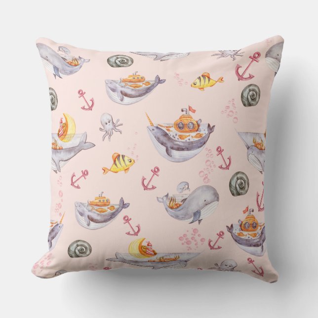 Under Sea Creatures & Marine Life Cushion (Front)