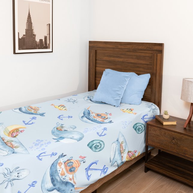 Under Sea Creatures & Marine Life Fleece Blanket (Creator Uploaded)