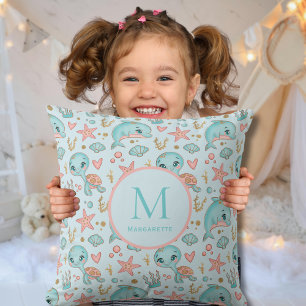 Under sea cute Dolphins and Turtles customised  Cushion
