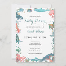 Under Sea Cute Ocean Animals Baby Shower RSVP