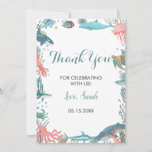 Under Sea Cute Ocean Animals Baby Shower RSVP Thank You Card