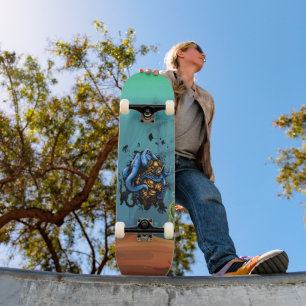 Under Sea Treasure Hunter Diver Octopus Attack Skateboard