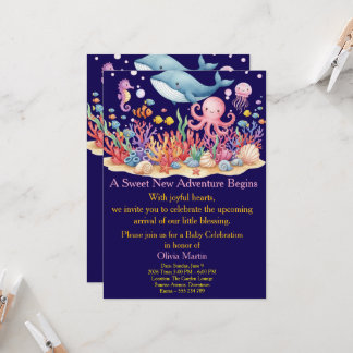 Under Sea Whale Baby Shower Custom Invitation