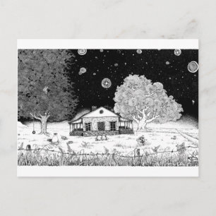 Under Stars Pen and Ink Illustration Postcard