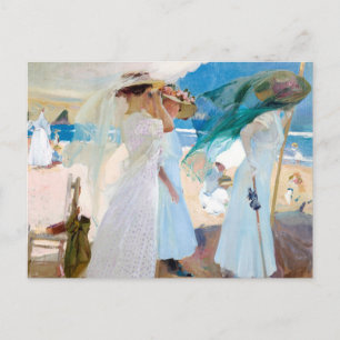 Under the Awning, Zarauz   Joaquín Sorolla Postcard