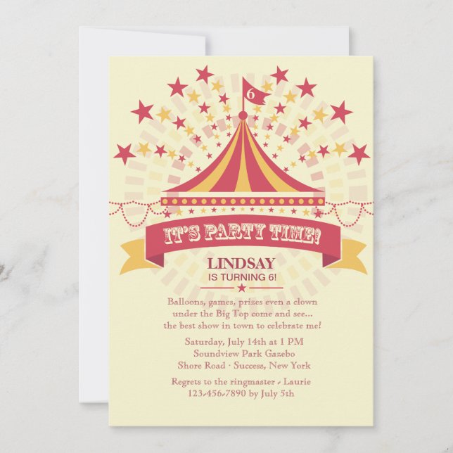 Under the Big Tent Invitation (Front)