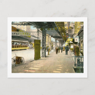 Under the Bowery El, New York City Vintage Postcard
