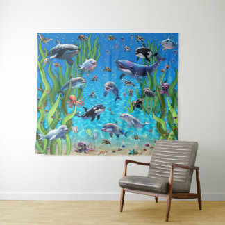 Under The Bubbly Sea Party Backdrop Wall Tapestry