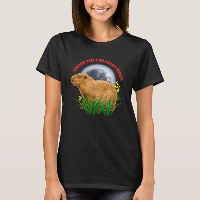 Under the Capybara Moon Funny Capybara  T-Shirt (Front)