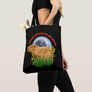 Under the Capybara Moon Funny Capybara Tote Bag