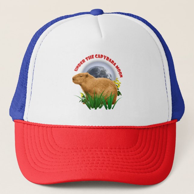 Under the Capybara Moon Funny Capybara  Trucker Hat (Front)