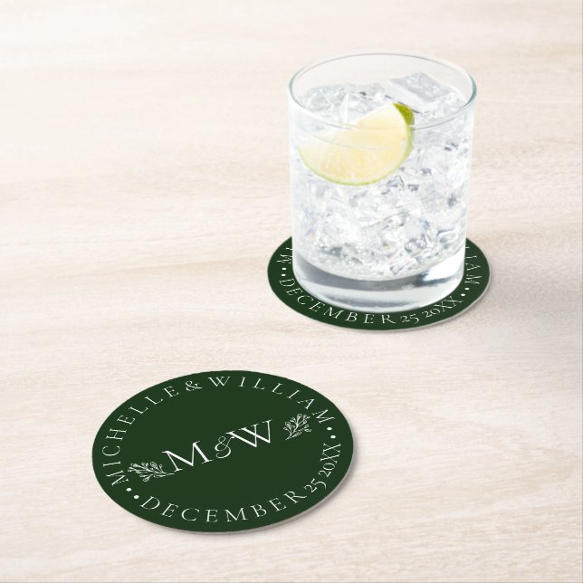 Under the Christmas Mistletoe Wedding Round Paper Coaster (Insitu)