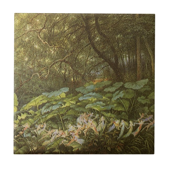 Under the Dock Leaves by Richard Doyle, Fairy Art Ceramic Tile (Front)