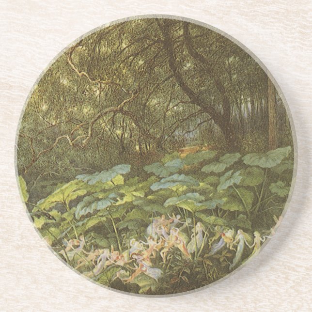 Under the Dock Leaves by Richard Doyle, Fairy Art Coaster (Front)