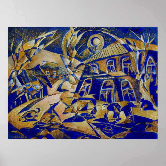 Under the gold light original painting  Print (Front)