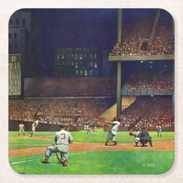 Under The Lights by John Falter Square Paper Coaster (Front)