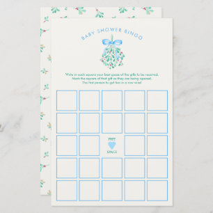 Under The Mistletoe Blue Boy Baby Shower Bingo