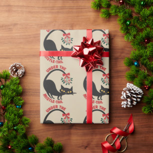 Under the Mistletoe Catmas Retro Midcentury Cat Wrapping Paper