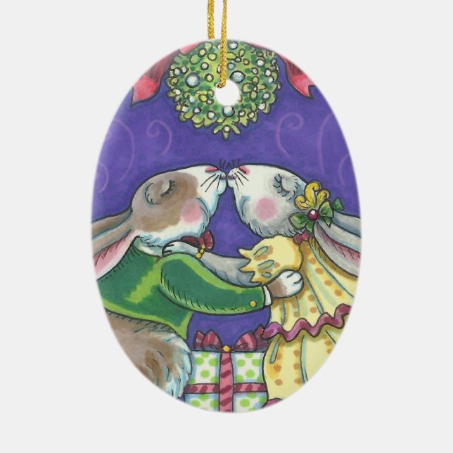 Under The Mistletoe CHRISTMAS RABBITS ORNAMENT (Back)