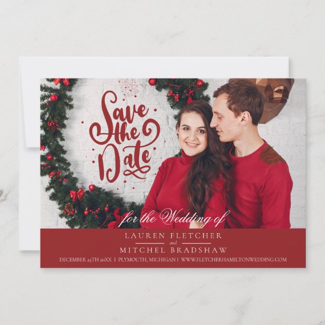 Under the Mistletoe Christmas Wedding Save The Date (Front)