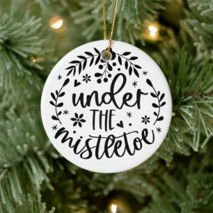 Under The Mistletoe Modern  Ceramic Ornament