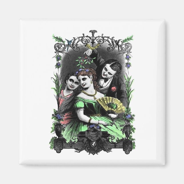 Under the Mistletoe Vintage Holiday Magnet (Front)