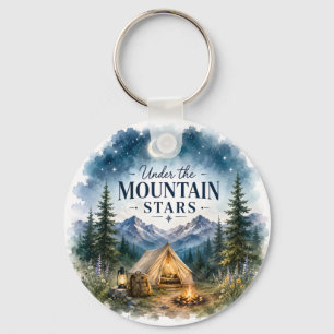 Under the Mountain Stars Camping Night Mountain Key Ring
