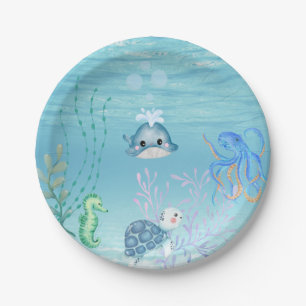 Under the ocean baby shower Invitation Paper Plate