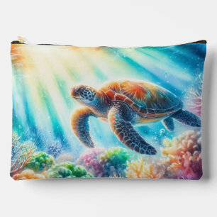 Under the ocean sea turtle accessory pouch
