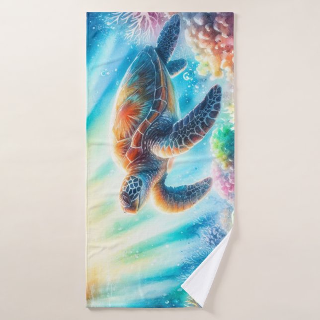 Under the ocean sea turtle bath towel (Bath Towel)