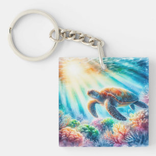 Under the ocean sea turtle key ring
