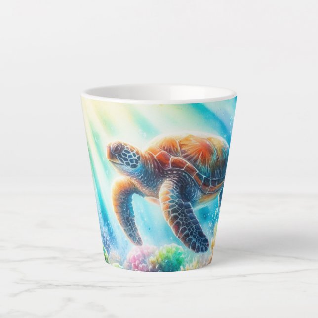 Under the ocean sea turtle latte mug (Front)