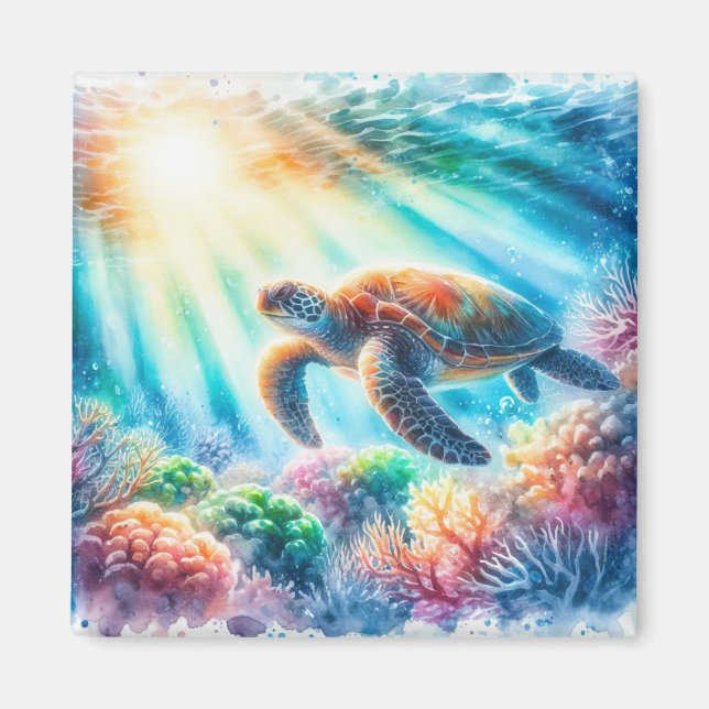 Under the ocean sea turtle magnet (Front)