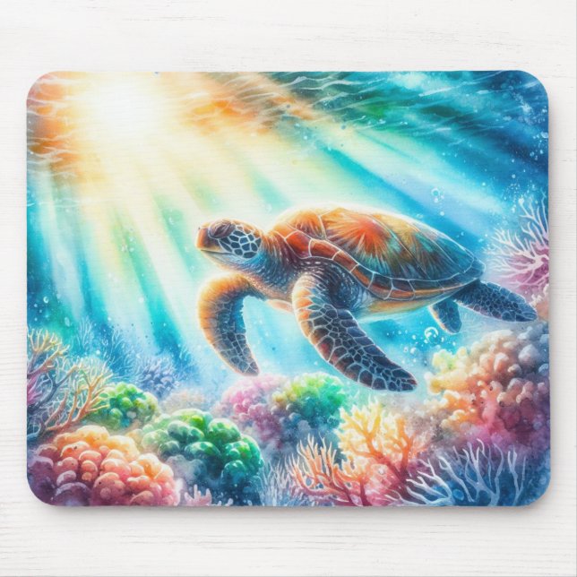 Under the ocean sea turtle mouse pad (Front)