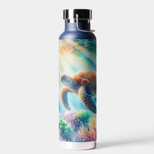 Under the ocean sea turtle water bottle