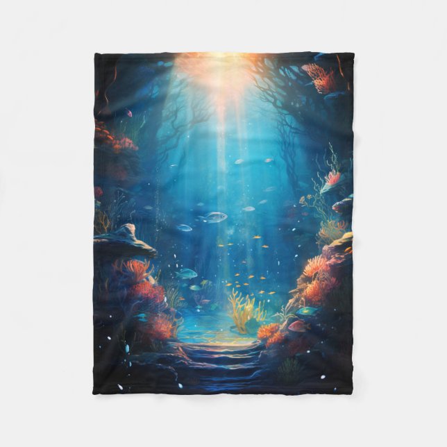 under the ocean view fleece blanket (Front)