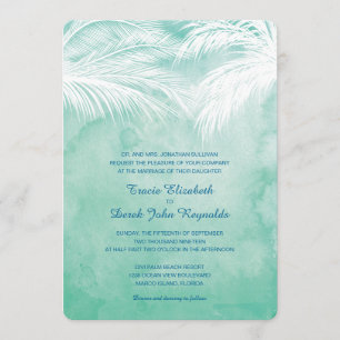 Under the Palm Trees   Watercolor Wedding Invitation