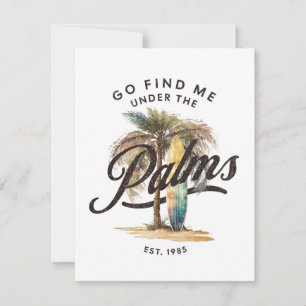 Under The Palms - Surfboard Holiday Card