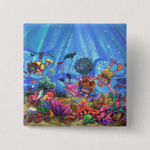 Under the Sea 15 Cm Square Badge