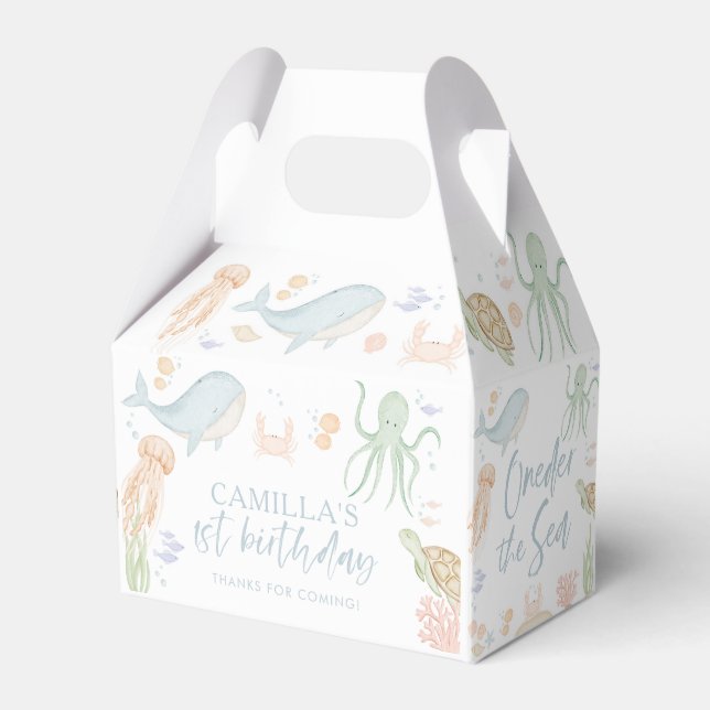 Under the Sea 1st Birthday Oneder the Sea Gable Favour Box (Front Side)