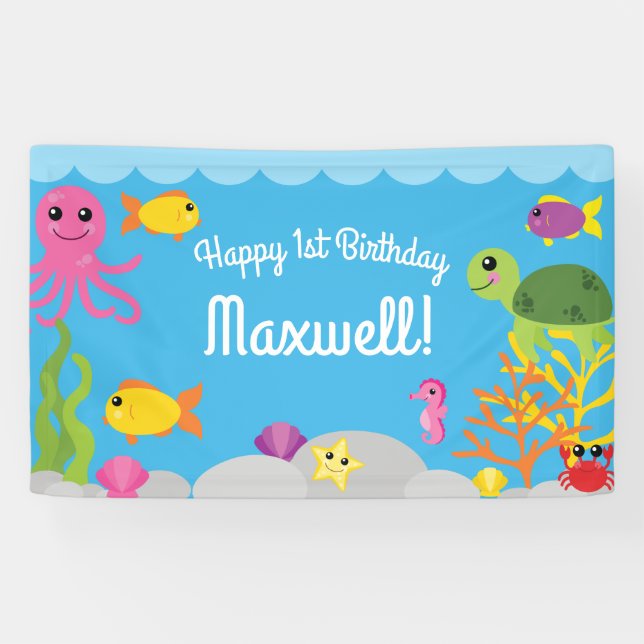 Under the Sea 1st Birthday Party Banner Decor (Horizontal)